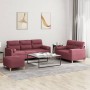 Juego de sofás con cojines 3 piezas tela rojo tinto de , Sofás - Ref: Foro24-3201630, Precio: 543,00 €, Descuento: %