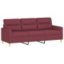 Juego de sofás con cojines 3 piezas tela rojo tinto de , Sofás - Ref: Foro24-3201630, Precio: 543,00 €, Descuento: %