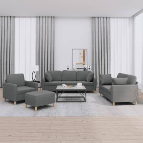Juego de sofás con cojines 4 piezas tela gris oscuro de , Sofás - Ref: Foro24-3202079, Precio: 708,98 €, Descuento: %
