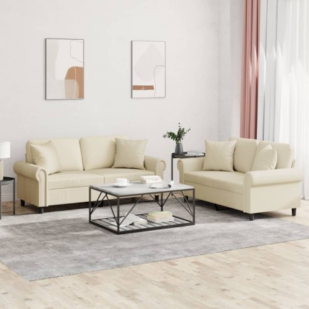 Juego de sofás con cojines 2 piezas cuero sintético color crema de , Sofás - Ref: Foro24-3202161, Precio: 485,43 €, Descuento: %