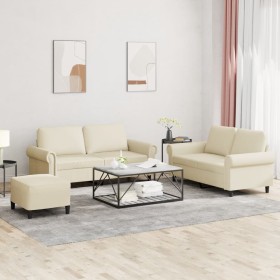 Juego de sofás con cojines 3 piezas cuero sintético crema de , Sofás - Ref: Foro24-3202156, Precio: 489,60 €, Descuento: %
