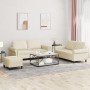Juego de sofás con cojines 3 piezas cuero sintético crema de , Sofás - Ref: Foro24-3202156, Precio: 489,60 €, Descuento: %