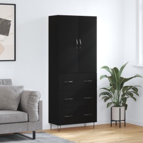 Aparador alto madera contrachapada negro 69,5x34x180 cm de , Aparadores - Ref: Foro24-3198082, Precio: 176,10 €, Descuento: %