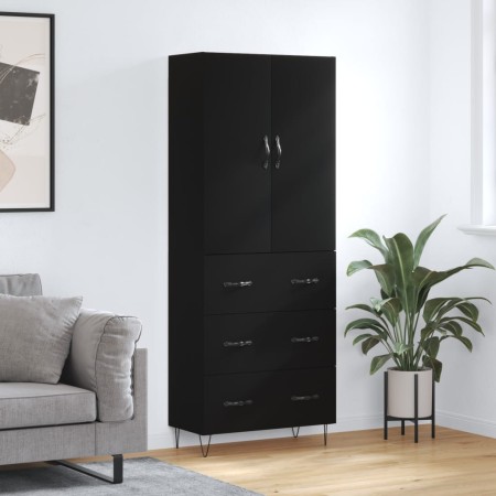 Aparador alto madera contrachapada negro 69,5x34x180 cm de , Aparadores - Ref: Foro24-3198082, Precio: 176,10 €, Descuento: %