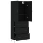 Aparador alto madera contrachapada negro 69,5x34x180 cm de , Aparadores - Ref: Foro24-3198082, Precio: 176,10 €, Descuento: %