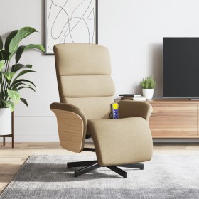 Sillón reclinable de masaje con reposapiés tela color crema de , Sillones - Ref: Foro24-356619, Precio: 255,29 €, Descuento: %