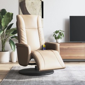 Sillón reclinable masaje reposapiés cuero sintético capuchino de , Sillones - Ref: Foro24-356516, Precio: 237,27 €, Descuento: %