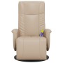Sillón reclinable masaje reposapiés cuero sintético capuchino de , Sillones - Ref: Foro24-356516, Precio: 237,27 €, Descuento: %