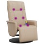 Sillón reclinable masaje reposapiés cuero sintético capuchino de , Sillones - Ref: Foro24-356516, Precio: 237,27 €, Descuento: %