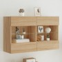 Mueble TV de pared con luces LED roble Sonoma 98,5x30x60,5 cm de , Muebles TV - Ref: Foro24-837108, Precio: 107,11 €, Descuen...