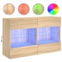 Mueble TV de pared con luces LED roble Sonoma 98,5x30x60,5 cm de , Muebles TV - Ref: Foro24-837108, Precio: 107,11 €, Descuen...