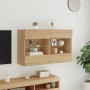 Mueble TV de pared con luces LED roble Sonoma 98,5x30x60,5 cm de , Muebles TV - Ref: Foro24-837108, Precio: 107,11 €, Descuen...