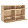 Mueble TV de pared con luces LED roble Sonoma 98,5x30x60,5 cm de , Muebles TV - Ref: Foro24-837108, Precio: 107,11 €, Descuen...