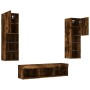 Muebles TV pared con LED 5 pzas madera ingeniería roble ahumado de , Muebles TV - Ref: Foro24-3216608, Precio: 161,97 €, Desc...