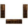 Muebles TV pared con LED 5 pzas madera ingeniería roble ahumado de , Muebles TV - Ref: Foro24-3216608, Precio: 161,97 €, Desc...