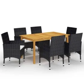 Set de comedor de jardín de 7 piezas negro de vidaXL, Conjuntos de jardín - Ref: Foro24-3067765, Precio: 515,81 €, Descuento: %