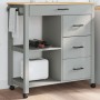 Carrito de cocina MONZA madera maciza de pino 84x40x90 cm de , Carros de cocina y comedor - Ref: Foro24-376116, Precio: 208,9...