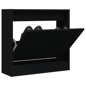 Zapatero de madera de ingeniería negro 60x21x57 cm de , Zapateros y organizadores de calzado - Ref: Foro24-839883, Precio: 48...