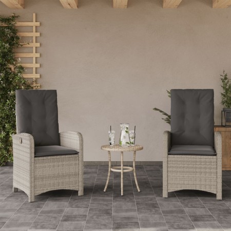 Sillones reclinables de jardín con cojines gris 2 uds ratán PE de , Sillas de jardín - Ref: Foro24-365174, Precio: 245,76 €, ...