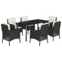 Set de comedor de jardín 7 pzas y cojines ratán sintético negro de , Conjuntos de jardín - Ref: Foro24-3211917, Precio: 702,8...