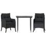 Set comedor de jardín 3 pzas con cojines ratán sintético negro de , Conjuntos de jardín - Ref: Foro24-3211920, Precio: 315,02...