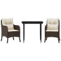 Set comedor de jardín 3 piezas y cojines ratán sintético marrón de , Conjuntos de jardín - Ref: Foro24-3211934, Precio: 306,2...