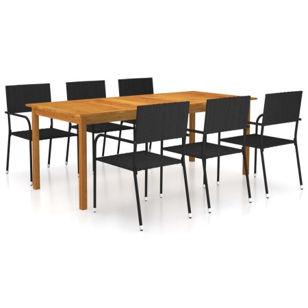Juego de comedor para jardín de 7 piezas negro de vidaXL, Conjuntos de jardín - Ref: Foro24-3067922, Precio: 414,52 €, Descue...