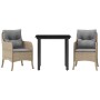 Set comedor de jardín 3 pzas con cojines ratán sintético beige de , Conjuntos de jardín - Ref: Foro24-3211983, Precio: 292,63...