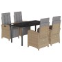 Set comedor de jardín 5 pzas con cojines ratán sintético beige de , Conjuntos de jardín - Ref: Foro24-3212594, Precio: 657,74...