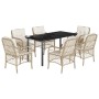 Set comedor de jardín 7 pzas con cojines ratán sintético beige de , Conjuntos de jardín - Ref: Foro24-3212149, Precio: 705,30...