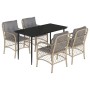 Set comedor de jardín 5 pzas con cojines ratán sintético beige de , Conjuntos de jardín - Ref: Foro24-3212154, Precio: 551,37...