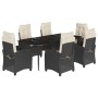 Set de comedor de jardín 7 pzas y cojines ratán sintético negro de , Conjuntos de jardín - Ref: Foro24-3212729, Precio: 1,00 ...