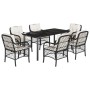 Set de comedor de jardín 7 pzas y cojines ratán sintético negro de , Conjuntos de jardín - Ref: Foro24-3212093, Precio: 683,0...