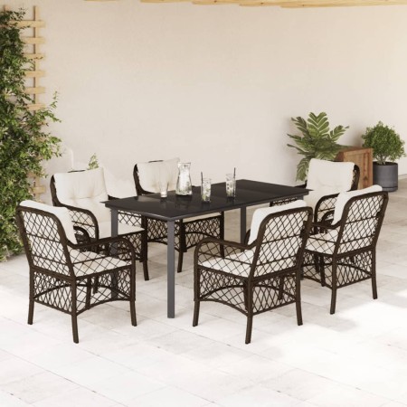 Set comedor de jardín 7 pzas con cojines ratán sintético marrón de , Conjuntos de jardín - Ref: Foro24-3212121, Precio: 698,6...