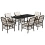 Set comedor de jardín 7 pzas con cojines ratán sintético marrón de , Conjuntos de jardín - Ref: Foro24-3212121, Precio: 698,6...
