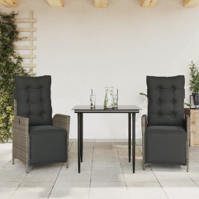 Set comedor de jardín 3 piezas con cojines ratán sintético gris de , Conjuntos de jardín - Ref: Foro24-3213420, Precio: 363,0...
