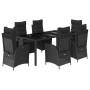 Set de comedor de jardín 7 pzas y cojines ratán sintético negro de , Conjuntos de jardín - Ref: Foro24-3213324, Precio: 964,8...