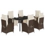 Set comedor de jardín 7 pzas con cojines ratán sintético marrón de , Conjuntos de jardín - Ref: Foro24-3213417, Precio: 948,2...
