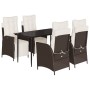 Set comedor de jardín 5 piezas y cojines ratán sintético marrón de , Conjuntos de jardín - Ref: Foro24-3213408, Precio: 672,8...