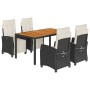 Set de muebles jardín 5 pzas con cojines ratán sintético negro de , Conjuntos de jardín - Ref: Foro24-3212902, Precio: 613,00...