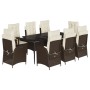 Set comedor para jardín 9 pzas y cojines ratán sintético marrón de , Conjuntos de jardín - Ref: Foro24-3213202, Precio: 1,00 ...