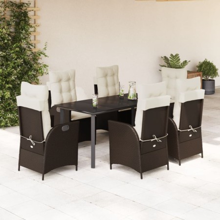Set comedor de jardín 7 pzas con cojines ratán sintético marrón de , Conjuntos de jardín - Ref: Foro24-3213209, Precio: 854,2...