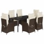 Set comedor de jardín 7 pzas con cojines ratán sintético marrón de , Conjuntos de jardín - Ref: Foro24-3213209, Precio: 854,2...