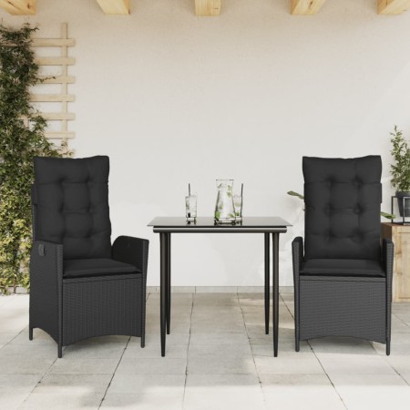 Set comedor de jardín 3 pzas con cojines ratán sintético negro de , Conjuntos de jardín - Ref: Foro24-3213184, Precio: 297,21...