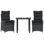 Set comedor de jardín 3 pzas con cojines ratán sintético negro de , Conjuntos de jardín - Ref: Foro24-3213184, Precio: 297,21...