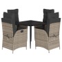 Set comedor de jardín 5 piezas con cojines ratán sintético gris de , Conjuntos de jardín - Ref: Foro24-3213216, Precio: 605,4...