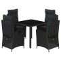 Set de muebles jardín 5 pzas con cojines ratán sintético negro de , Conjuntos de jardín - Ref: Foro24-3213069, Precio: 638,99...