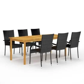 Juego de comedor para jardín de 7 piezas negro de vidaXL, Conjuntos de jardín - Ref: Foro24-3067878, Precio: 532,81 €, Descue...