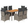 Set comedor jardín 7 pzas y cojines ratán sintético gris de , Conjuntos de jardín - Ref: Foro24-3213347, Precio: 895,86 €, De...