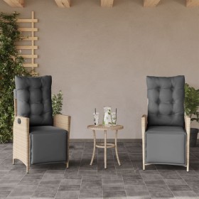 Sillón reclinable jardín reposapiés 2 uds ratán PE beige mezcla de , Sillas de jardín - Ref: Foro24-365293, Precio: 274,61 €,...